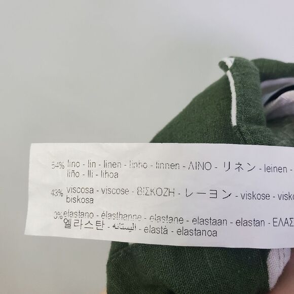 Zara Green Polka Dot Linen Blend Pants Size Small - Picture 8 of 8